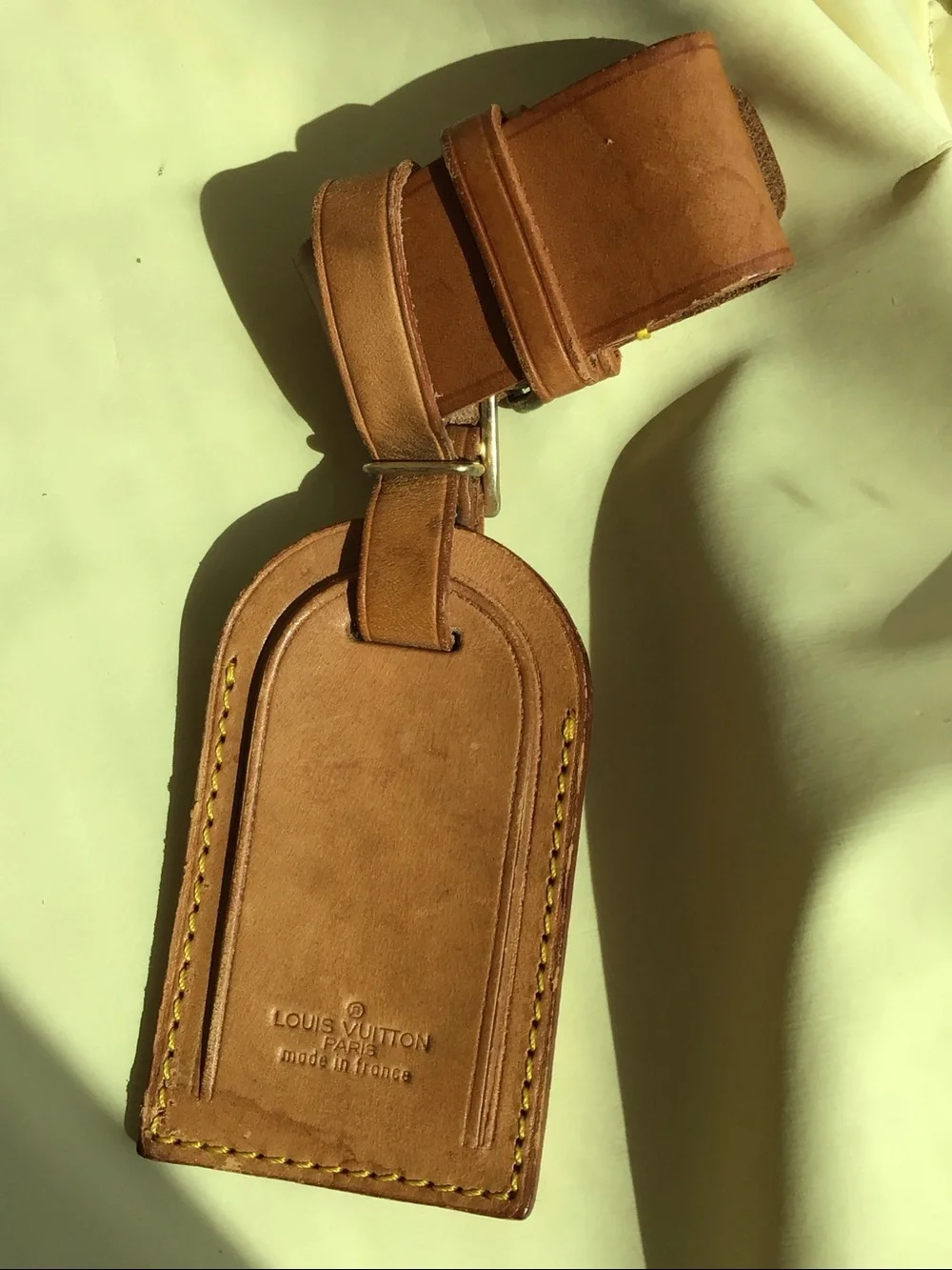 Louis Vuitton Brown Leather Luggage Tag & Poignant